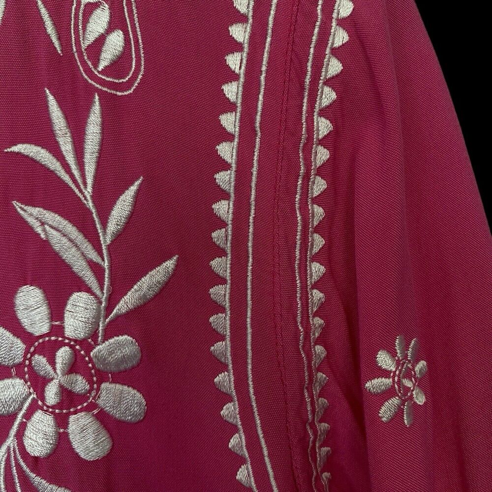 Escapada Womens Embroidered Tunic Top Bell Sleeve Pink White Sz S Boho Fairy - Picture 4 of 9